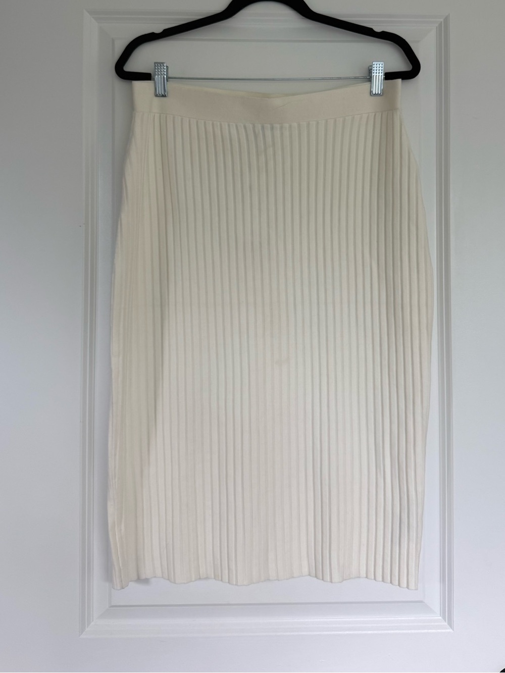 NWT Eileen Fisher Ivory Ribbed Knit Skirt in Soft White size Medium